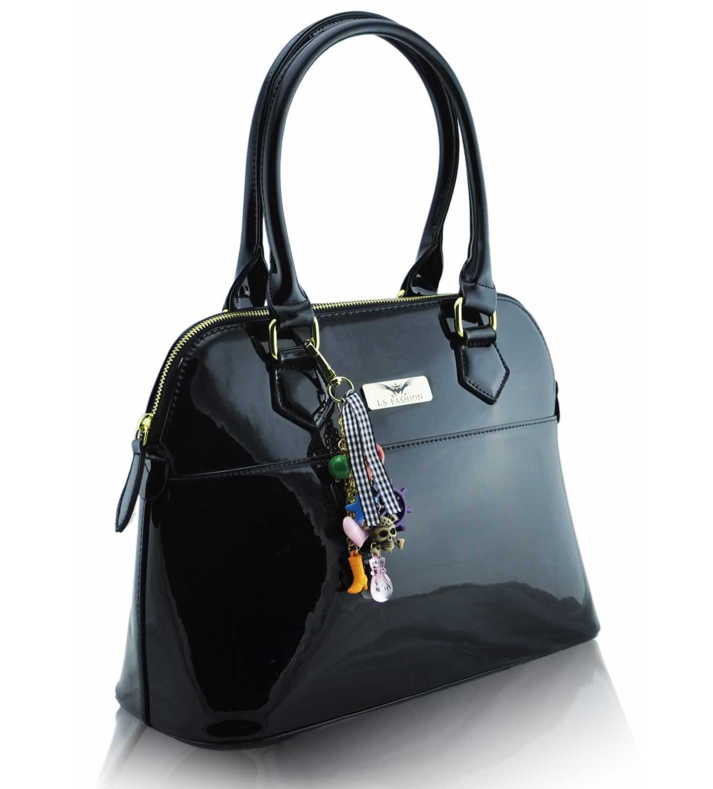 Černá lakovaná kabelka LS fashion LS6001