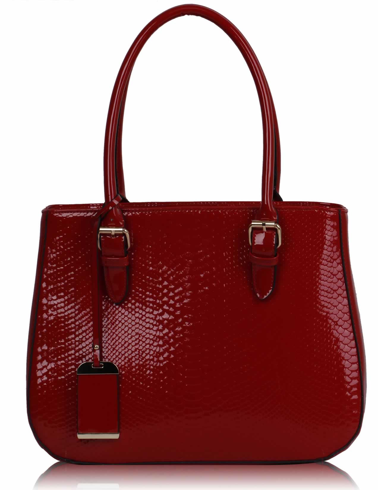 Červená elegantní lesklá kabelka LS00176