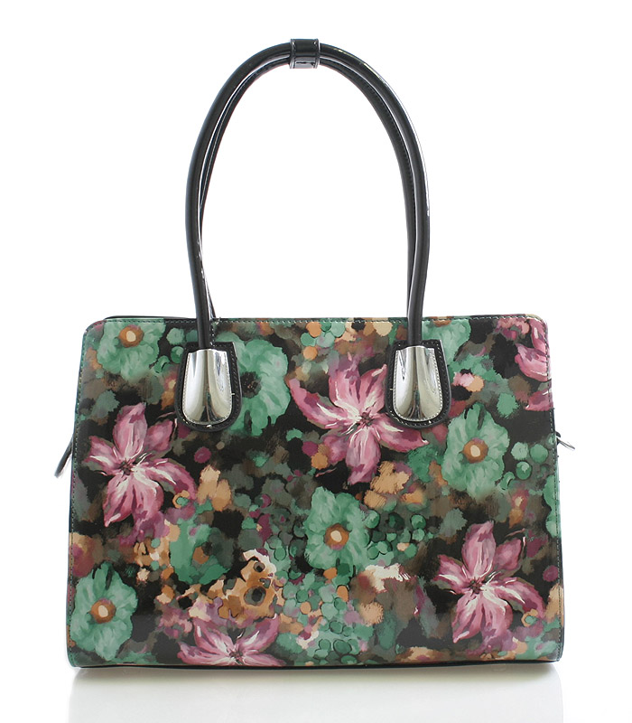 Zelená květovaná kabelka Delami D588 lesklá