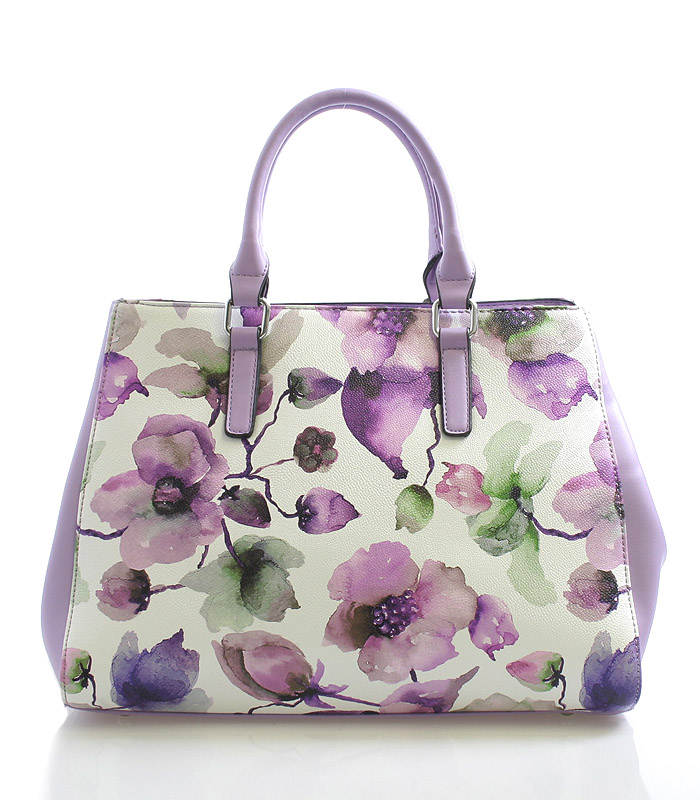 Fialová květovaná kabelka Delami D597