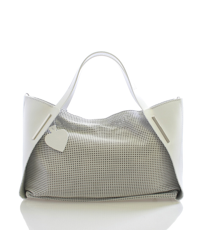 Bílá perforovaná kožená kabelka ItalY 11041