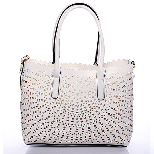 Bílá perforovaná kabelka přes rameno David Jones Graffiti