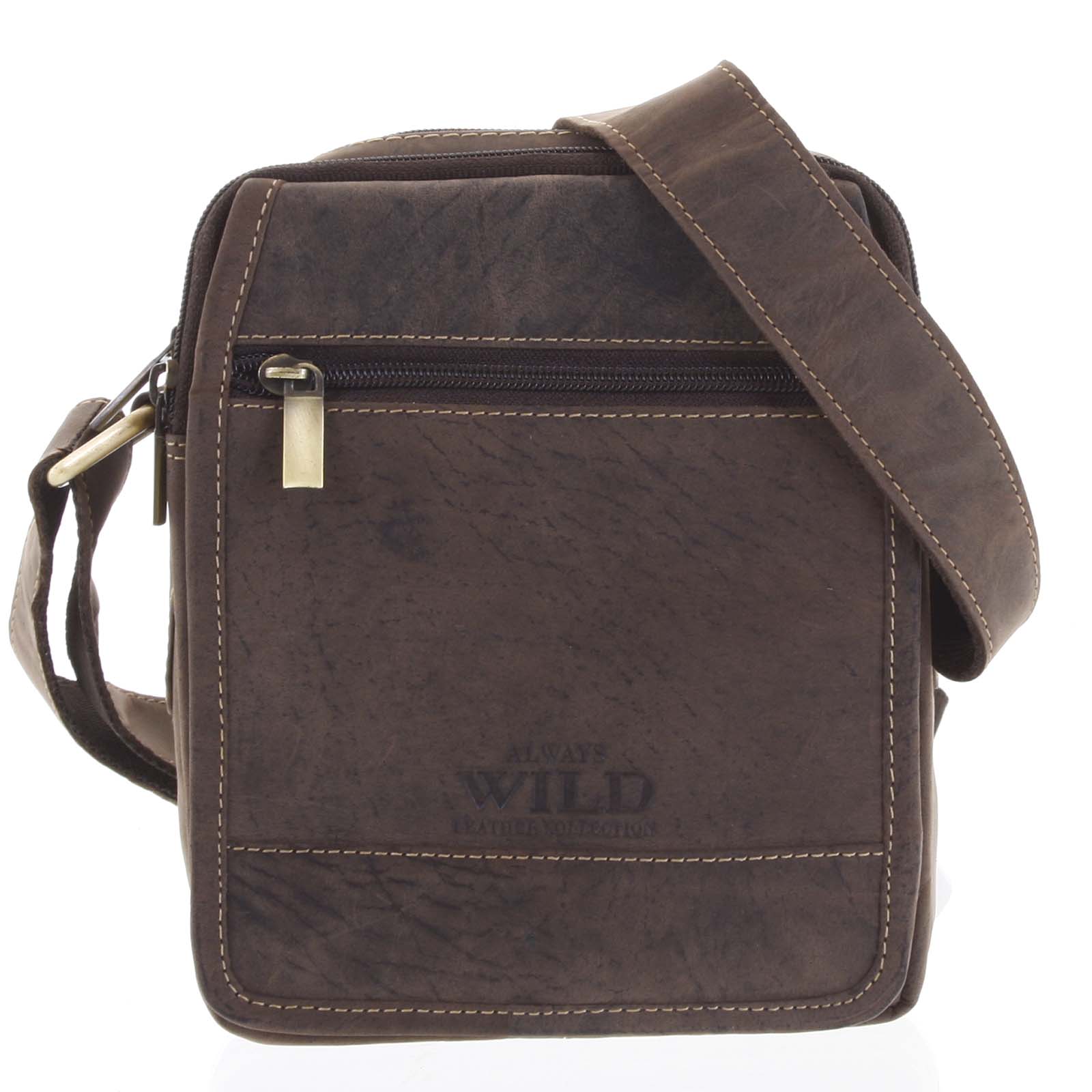 Pánská kožená taška na doklady tmavě hnědá - WILD Groove