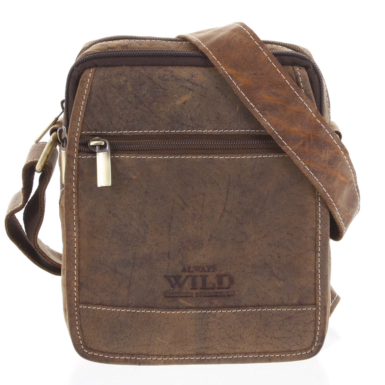 Pánská kožená taška na doklady světle hnědá - WILD Groove