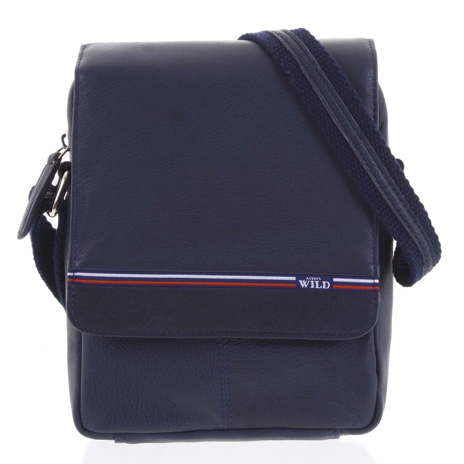 Pánská kožená crossbody taška modrá - WILD Realy