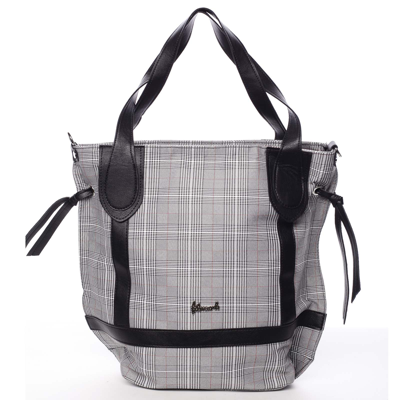 Originální károvaná dámská látková kabelka černá - Delami Saniya