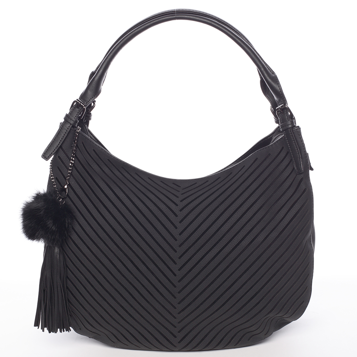 Módní dámská šrafovaná kabelka černá - MARIA C Abbigail