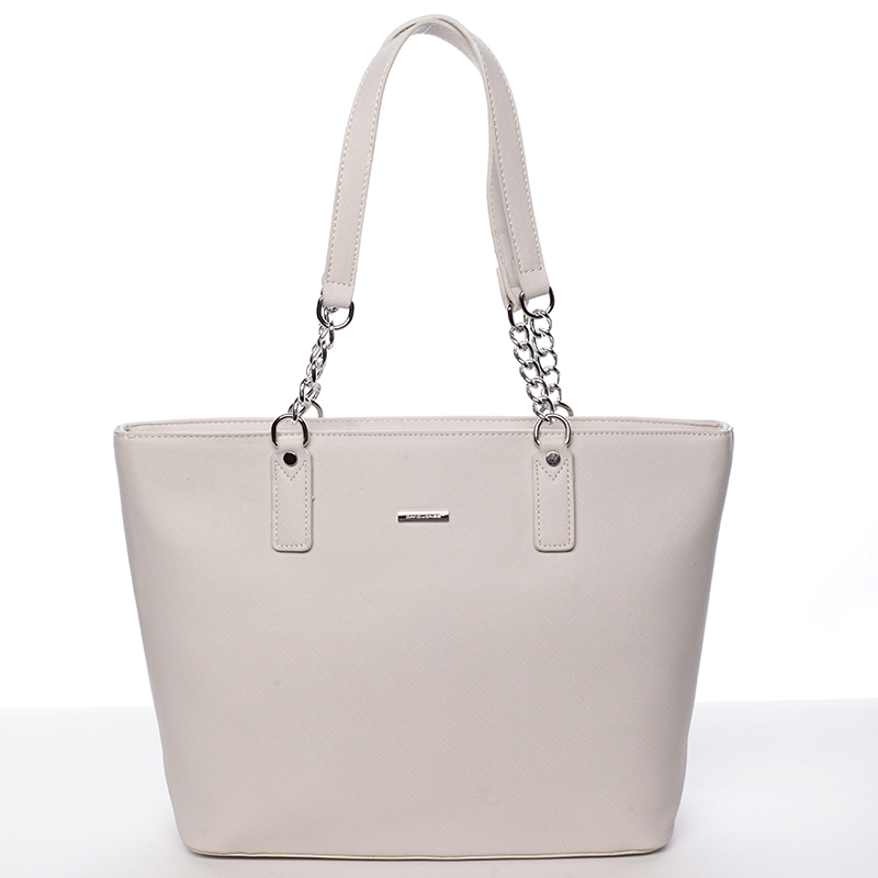 Elegantní saffianová krémově šedá kabelka přes rameno - David Jones Audrina