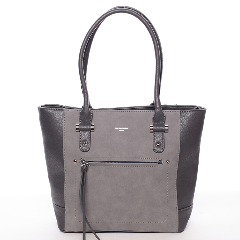 Luxusní dámská tmavě šedá kabelka  - David Jones Zamsa