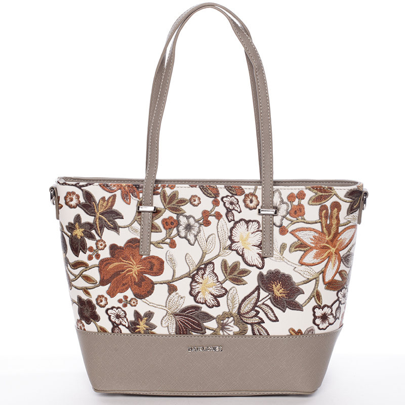 Hnědá elegantní květinová kabelka - David Jones Blomst
