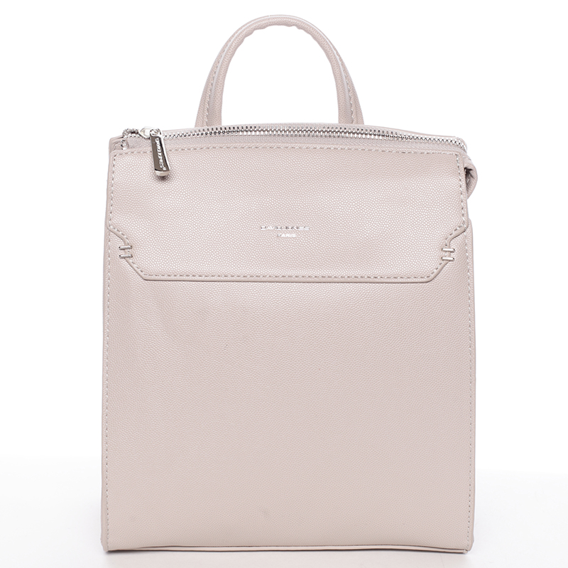 Dámský pevný moderní batoh tmavě béžový - David Jones Leandros