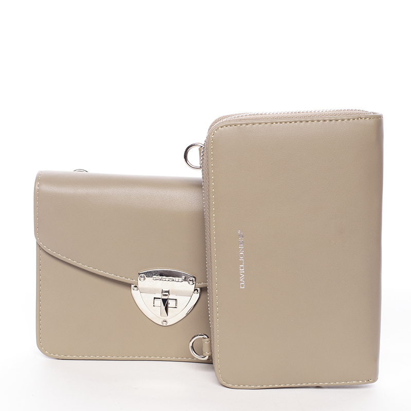 Dámská crossbody kabelka 2v1 khaki - David Jones Dubbel