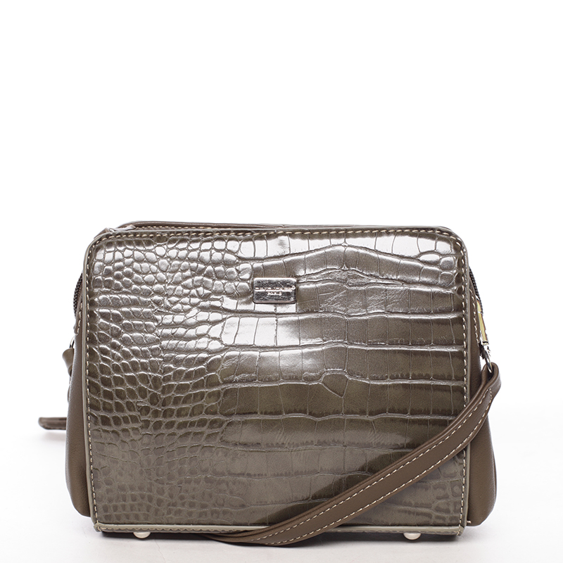 Dámská crossbody kabelka khaki s hadím vzorem - David Jones Snake