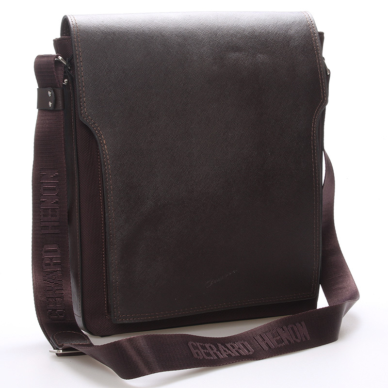 Pánská kožená taška přes rameno hnědá - Gerard Henon Bernard