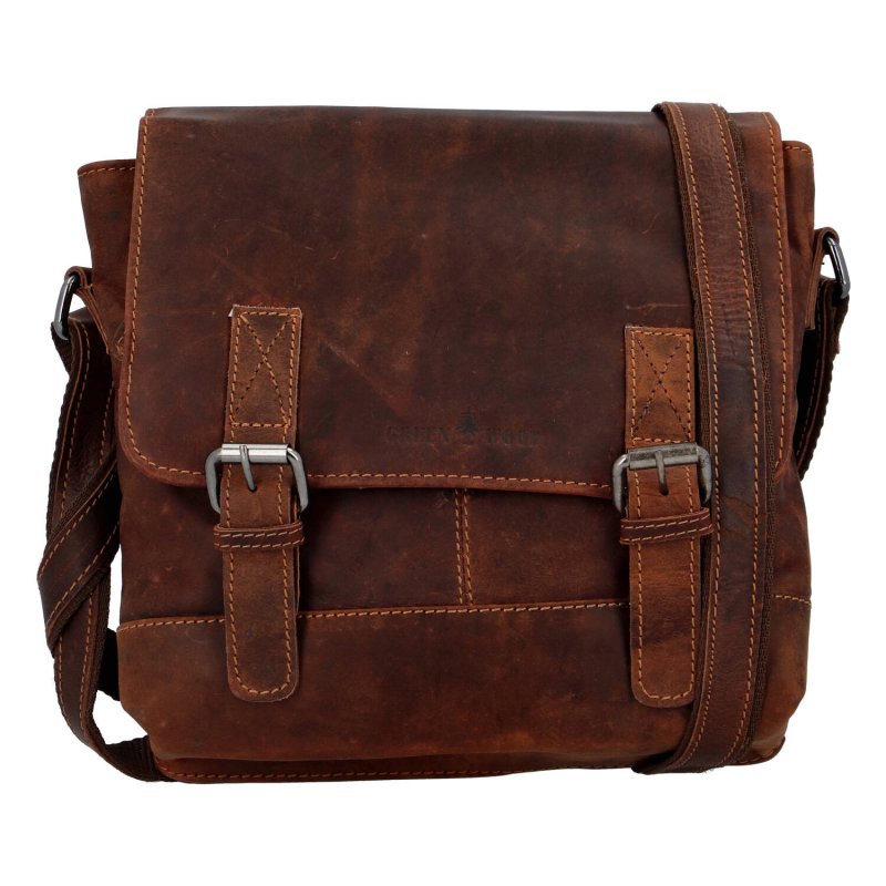 Pánská kožená crossbody taška hnědá - Greenwood Yassin