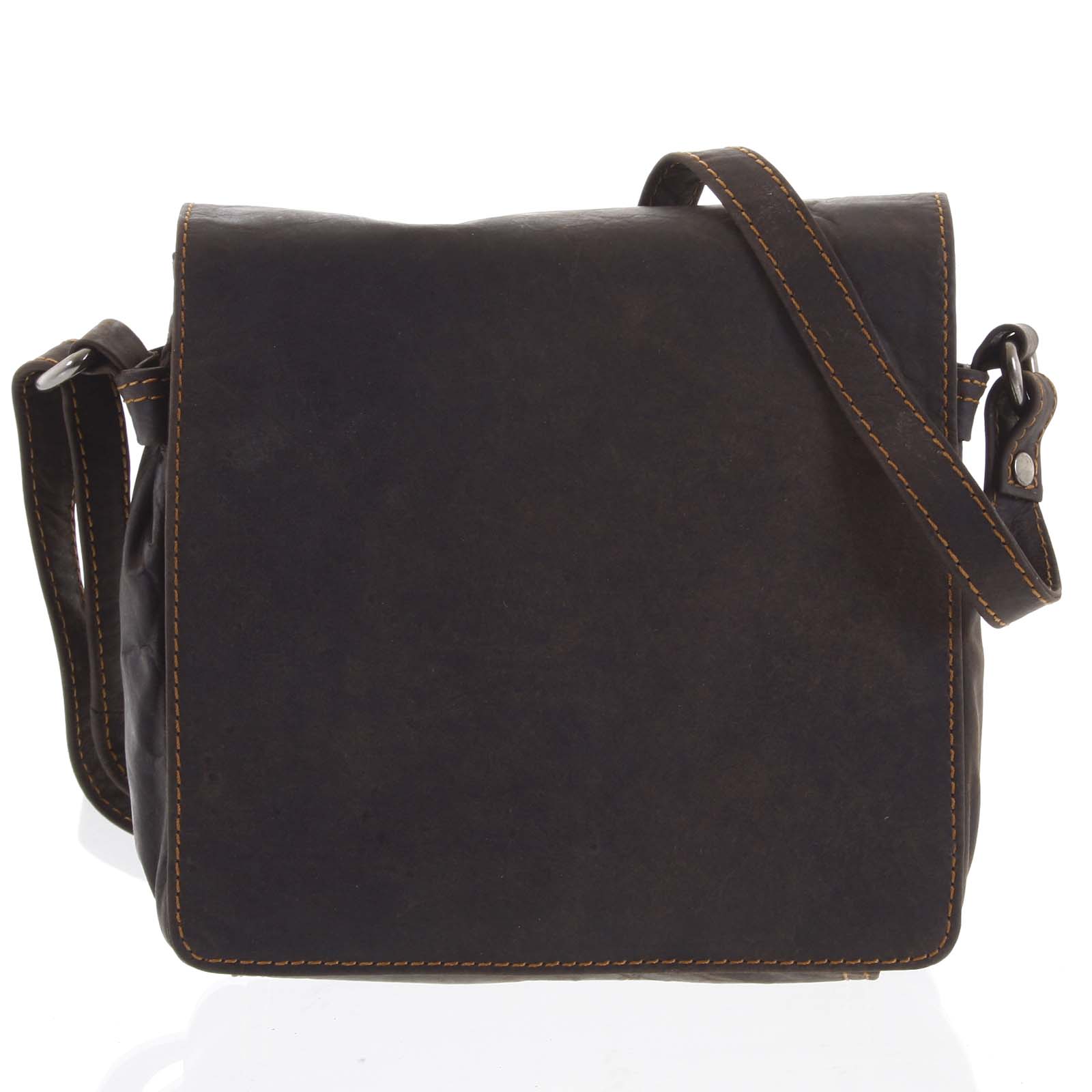 Pánská kožená crossbody taška tmavě hnědá - Greenwood Shallow