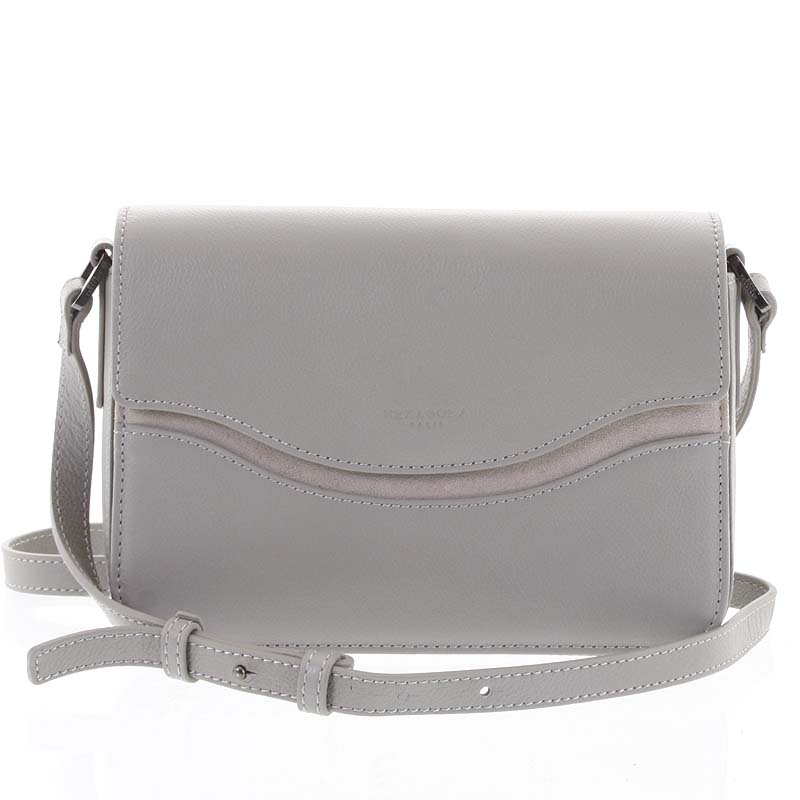 Elegantní dámská kožená světle šedá crossbody kabelka - Hexagona Zsofia