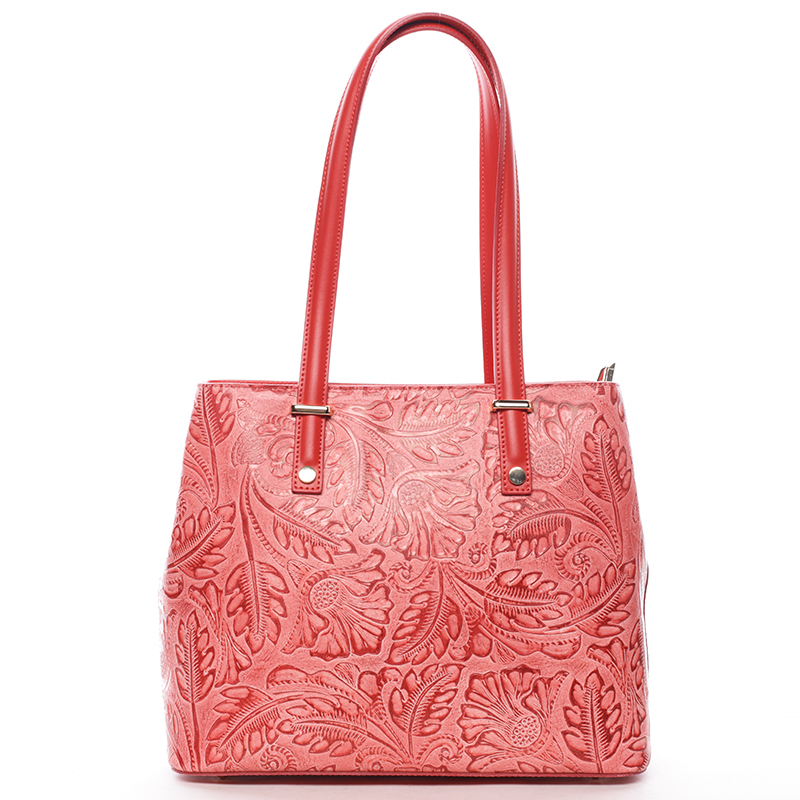 Exkluzivní dámská kožená kabelka červená - ItalY Logistilla