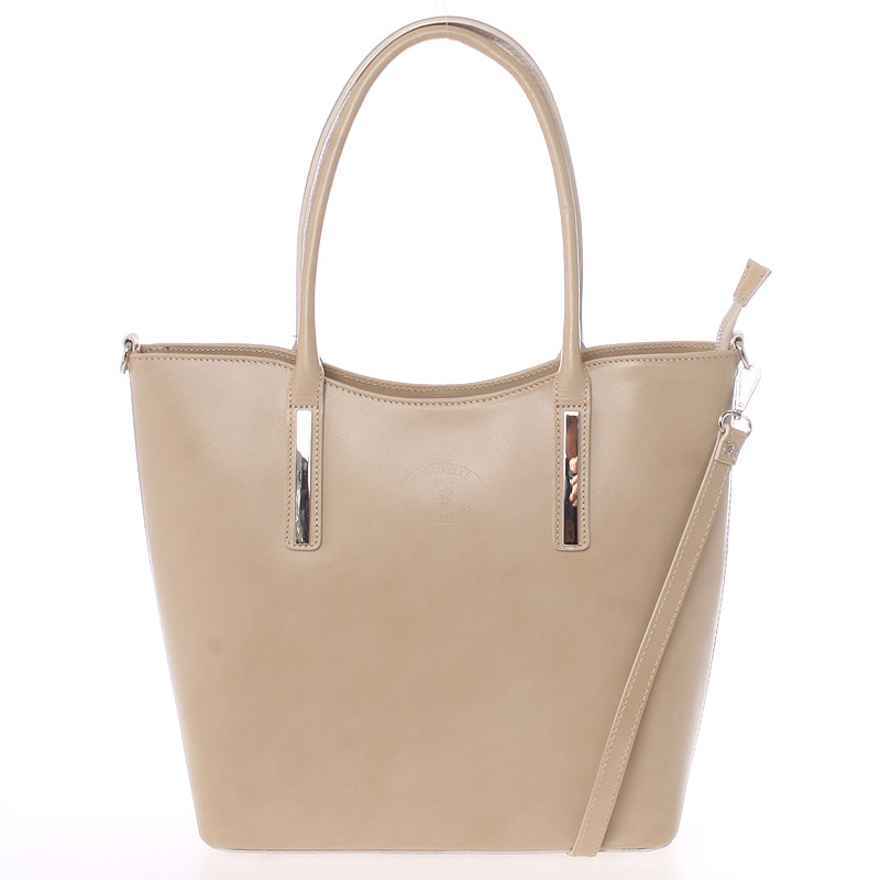 Elegantní tmavě béžová kožená kabelka přes rameno - ItalY Madeline