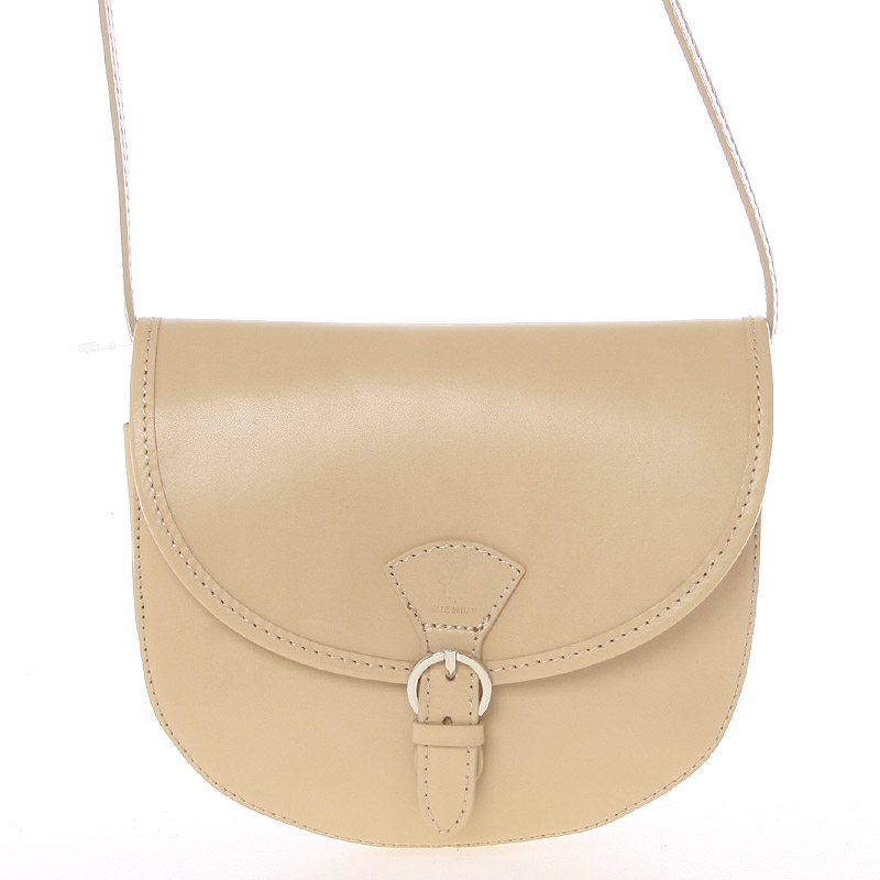 Malá světlá taupe pevná crossbody kožená kabelka - ItalY EmRoya