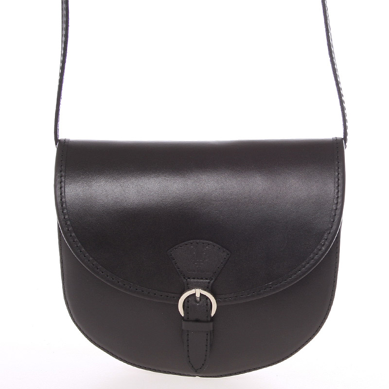 Malá černá pevná crossbody kožená kabelka - ItalY EmRoya