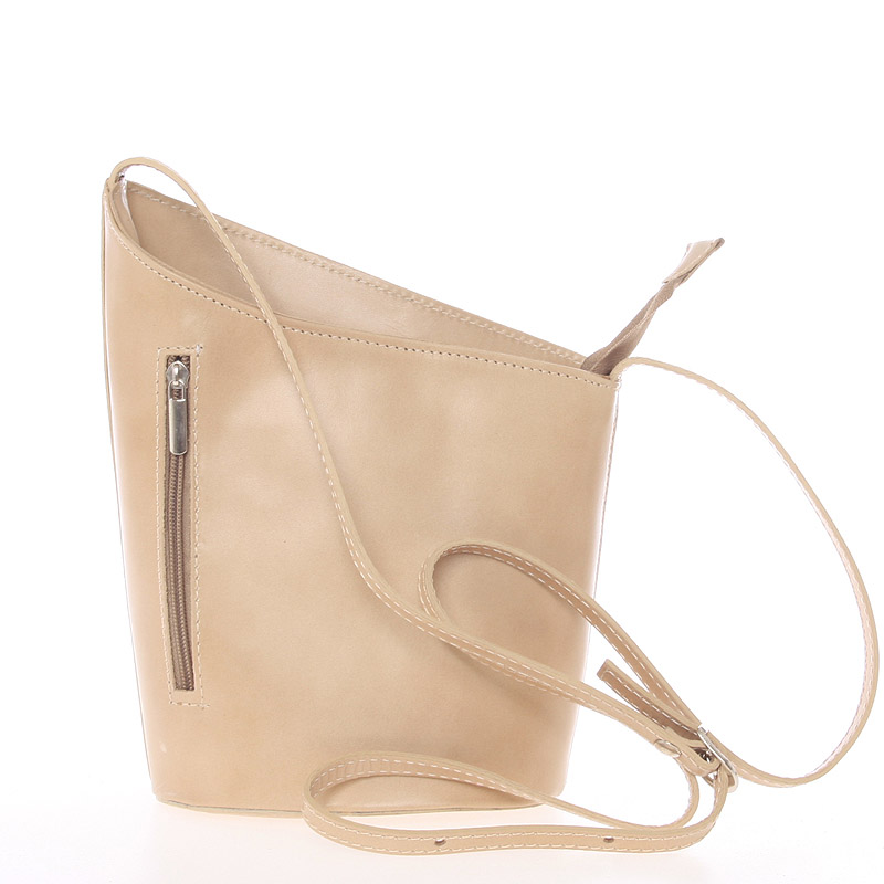 Originální světlá taupe kožená crossbody kabelka - ItalY Meidi