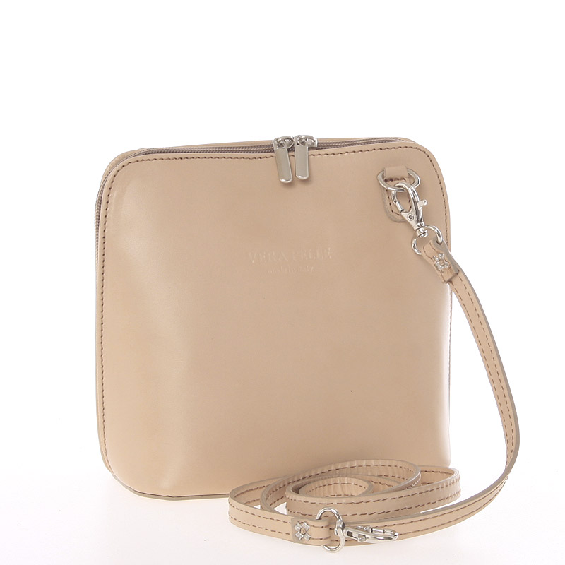 Dámská kožená crossbody kabelka světlá taupe - ItalY Hannah