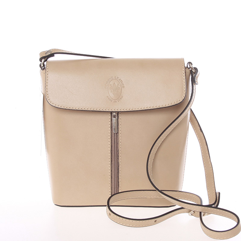 Dámská kožená crossbody kabelka světlá taupe - ItalY Marketa