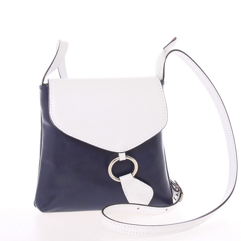 Dámská kožená crossbody kabelka modro bílá - ItalY Saffie