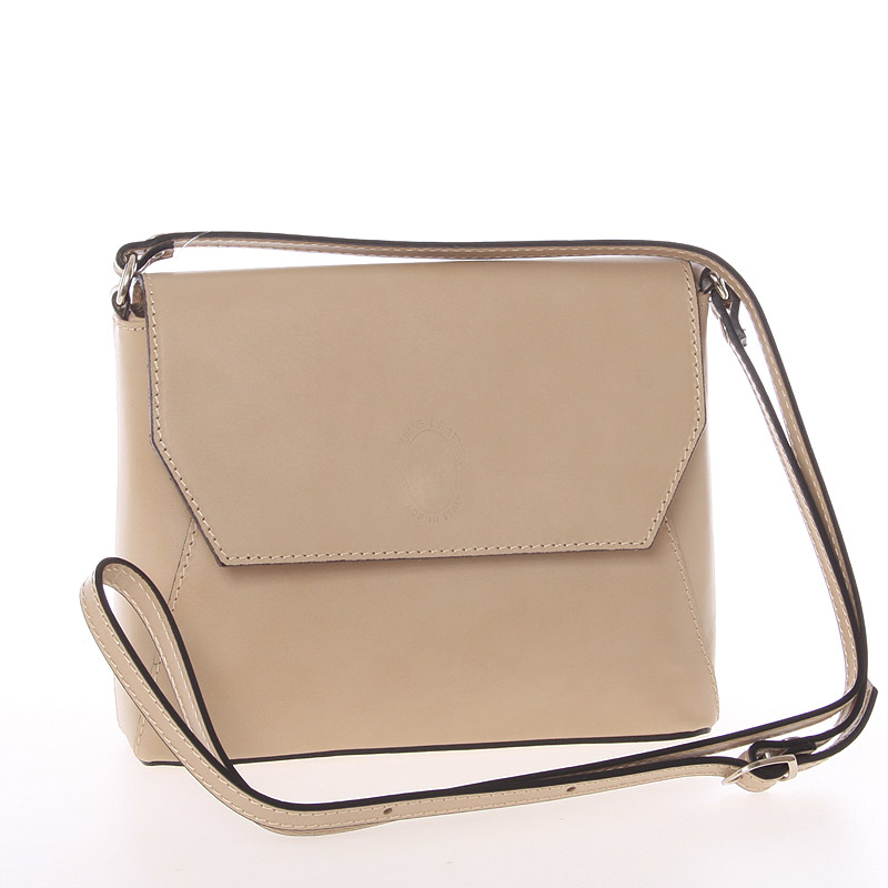 Dámská kožená crossbody kabelka světlá taupe - ItalY Marleta