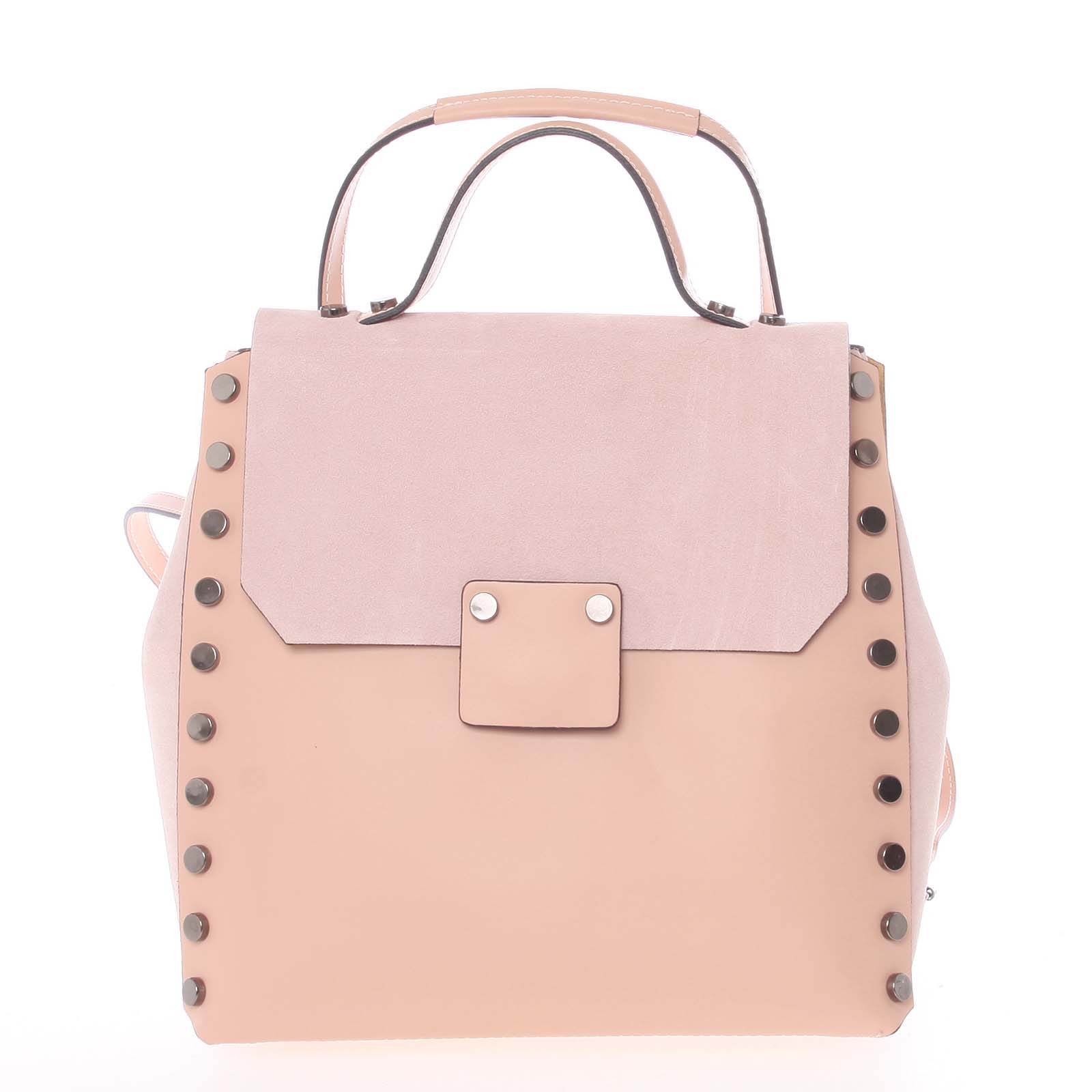 Unikátní růžový dámský kožený batoh/kabelka - ItalY Nicoletta