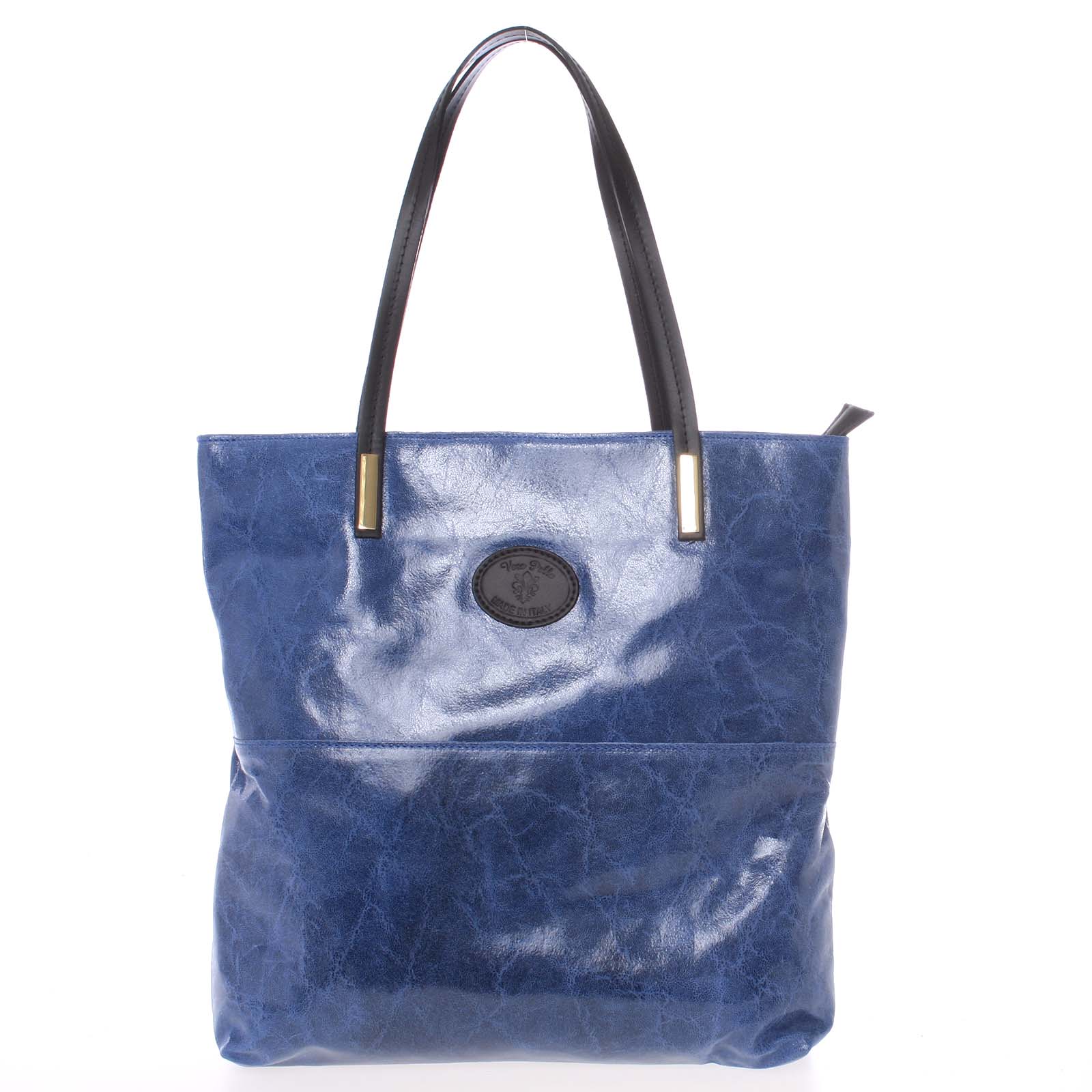 Velká kožená kabelka přes rameno tmavě modrá - ItalY Obelia