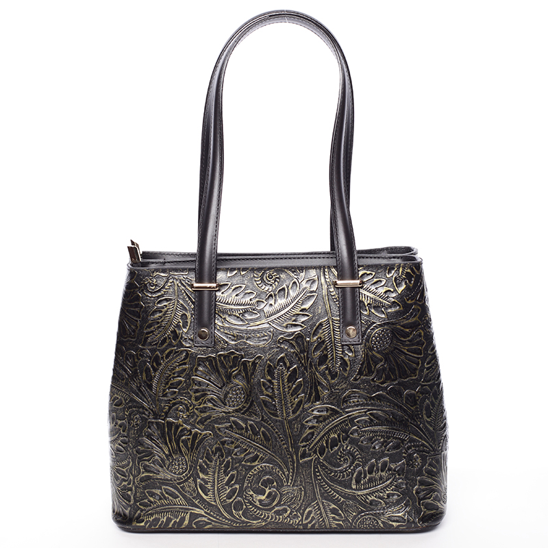 Exkluzivní dámská kožená kabelka zlatá - ItalY Logistilla