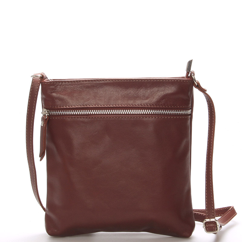 Dámská menší tmavě hnědá kožená kabelka přes rameno - ItalY Slania