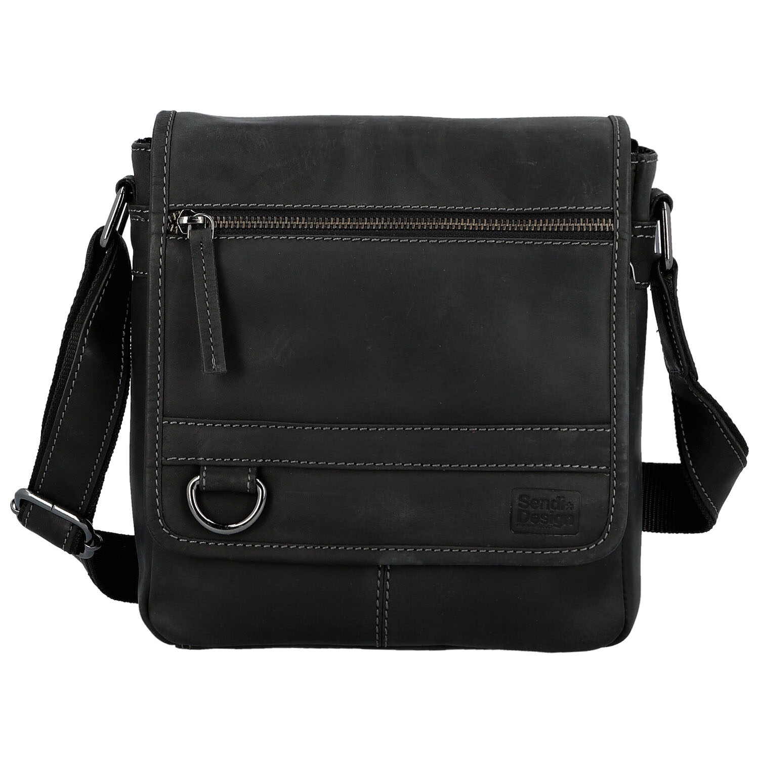 Pánská kožená crossbody taška černá - Sendi Design Alain