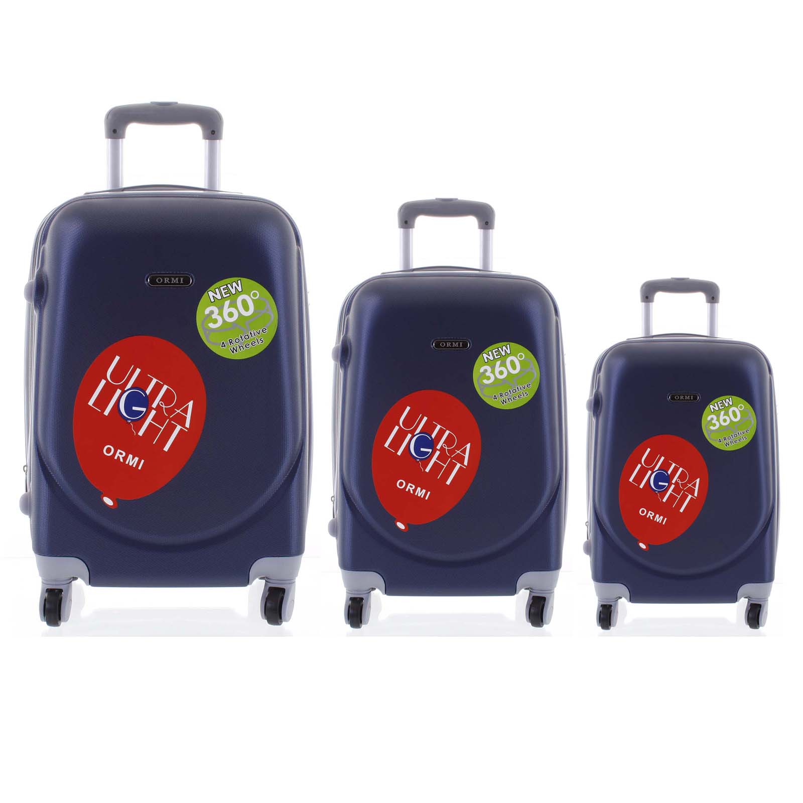 Pevný cestovní kufr modrý sada - Ormi Evenger S, M, L