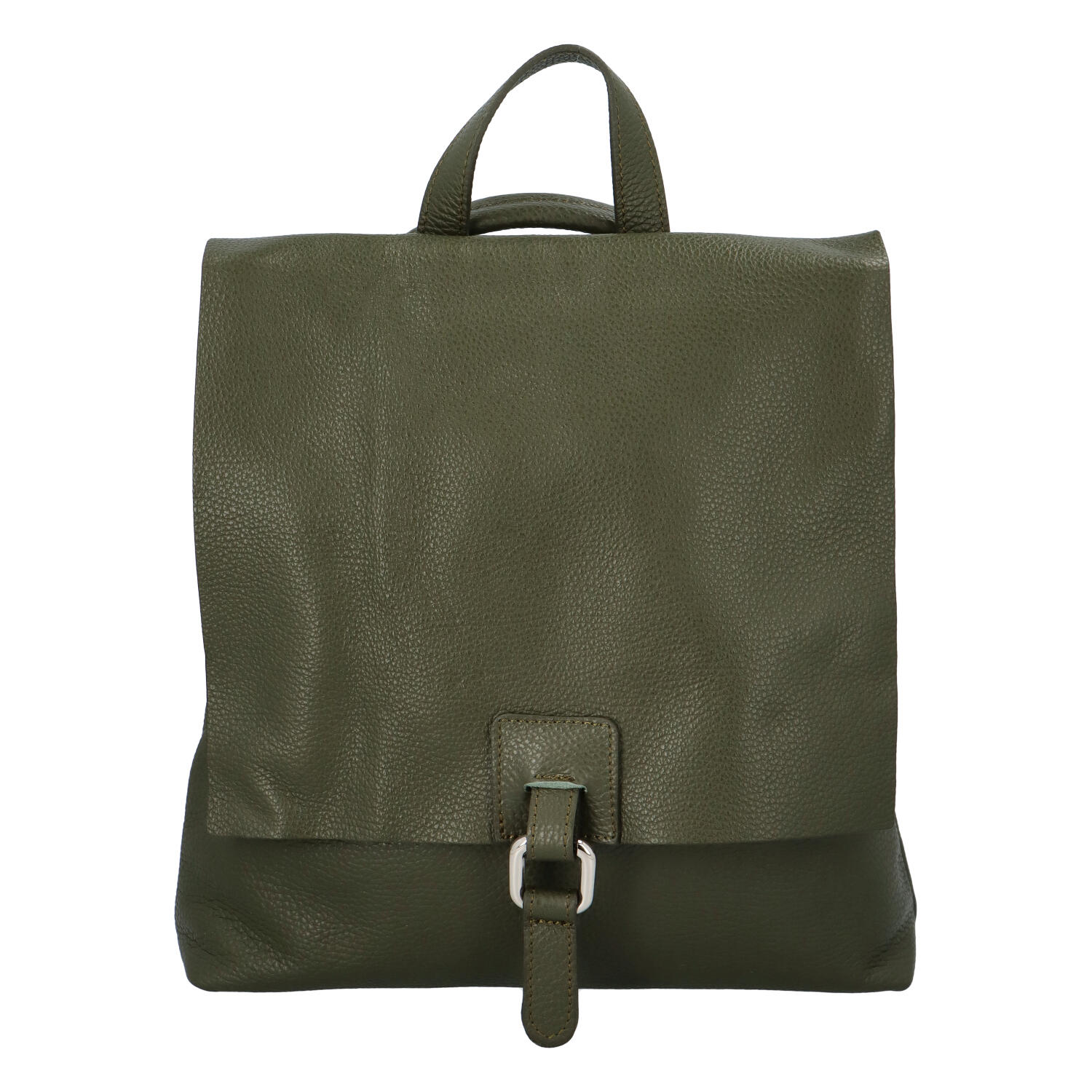 Dámský kožený batůžek kabelka olivově zelený - ItalY Francesco