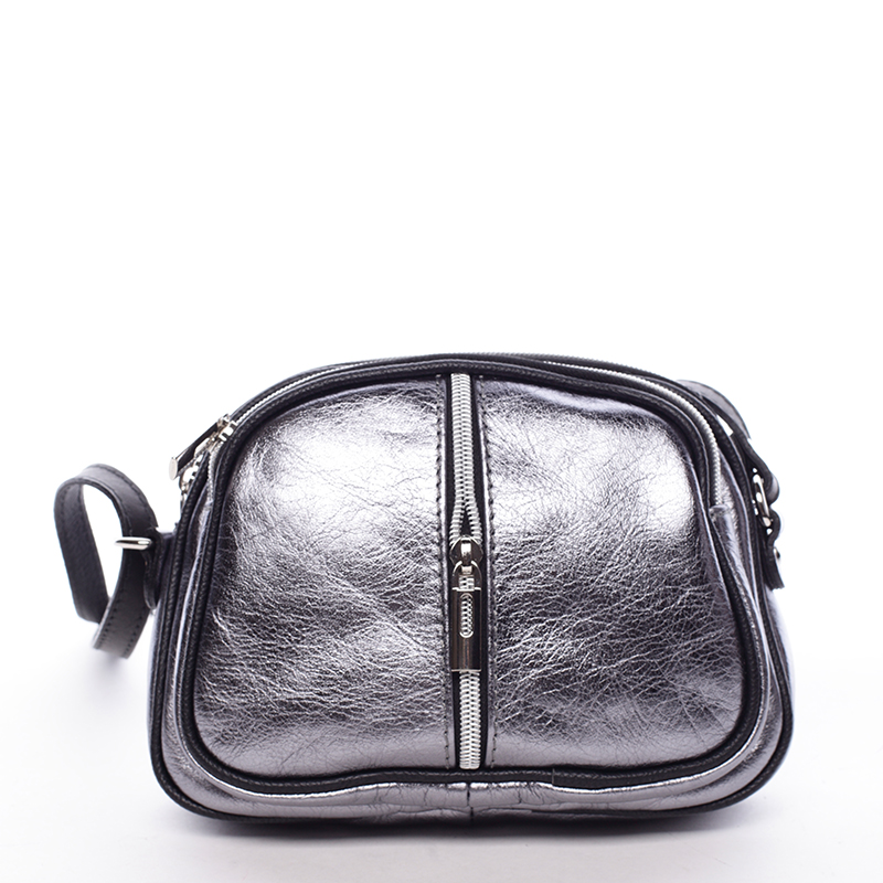 Dámská kožená crossbody kabelka stříbrná - ItalY Nadia
