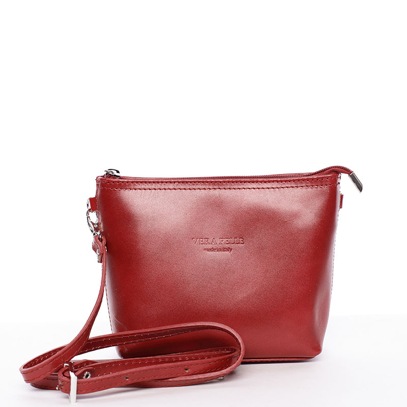 Dámská kožená crossbody kabelka červená - ItalY Garnet