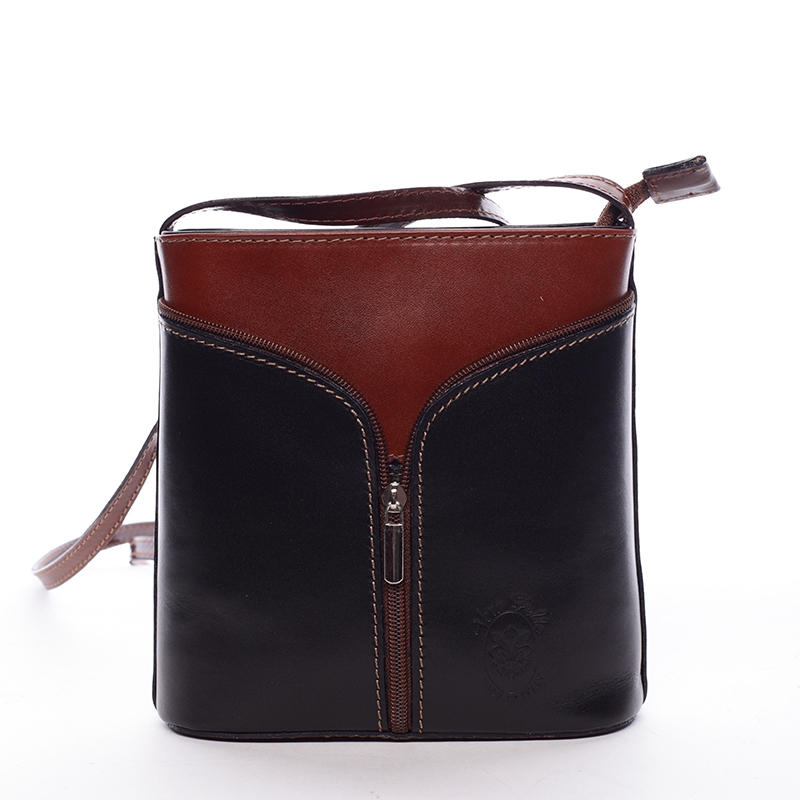 Dámská kožená crossbody kabelka černo-hnědá - ItalY Hallie