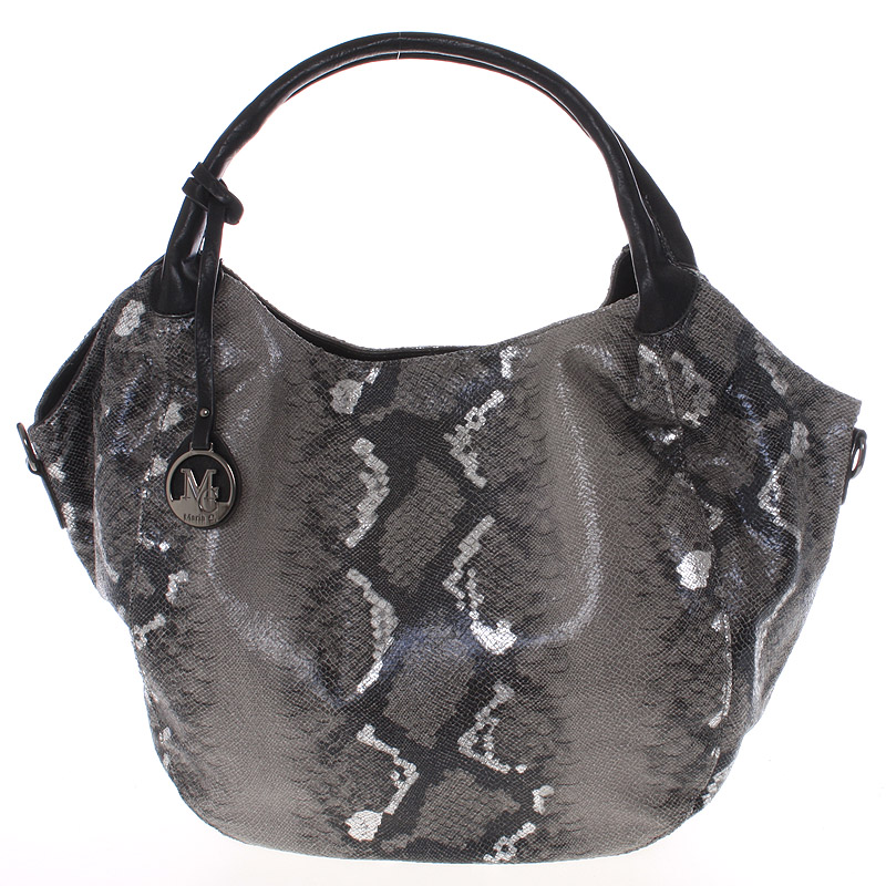 Velká dámská černá kabelka ve stylu hadí kůže - MARIA C Halcyon