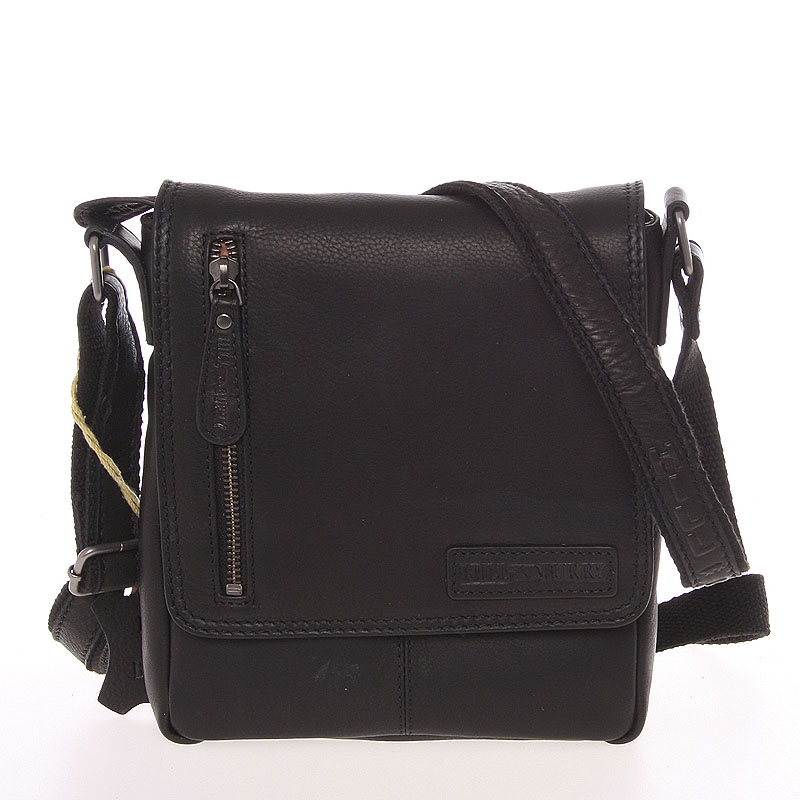 Malý pánský kožený messenger černý - Hill Burry Titus