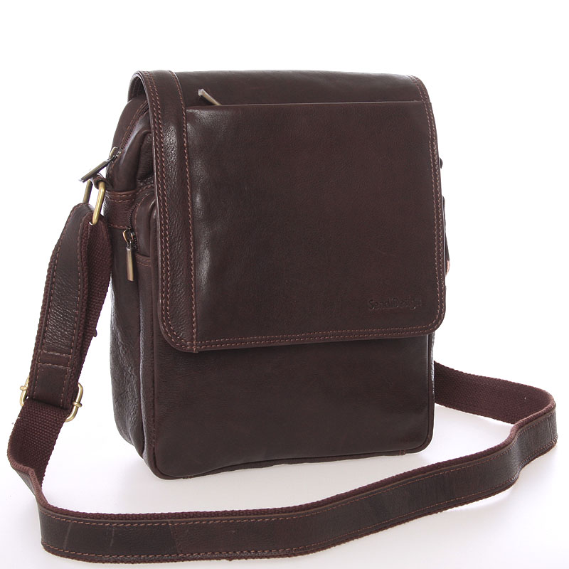 Módní pánská kožená taška přes rameno hnědá - SendiDesign Sage