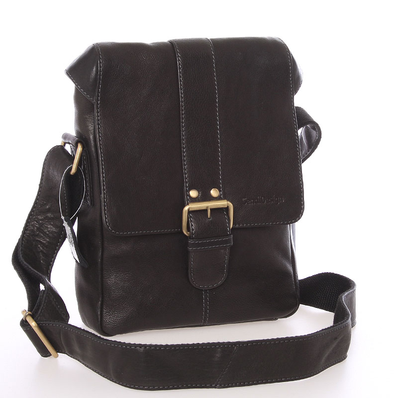 Střední pánská kožená crossbody brašna černá - SendiDesign Lysander