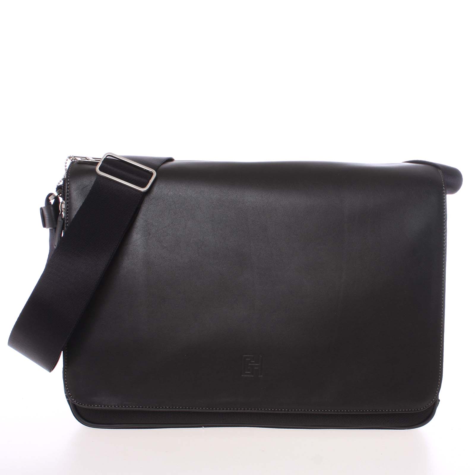 Velká pánska kožená taška přes rameno černá - Gerard Henon Mentor