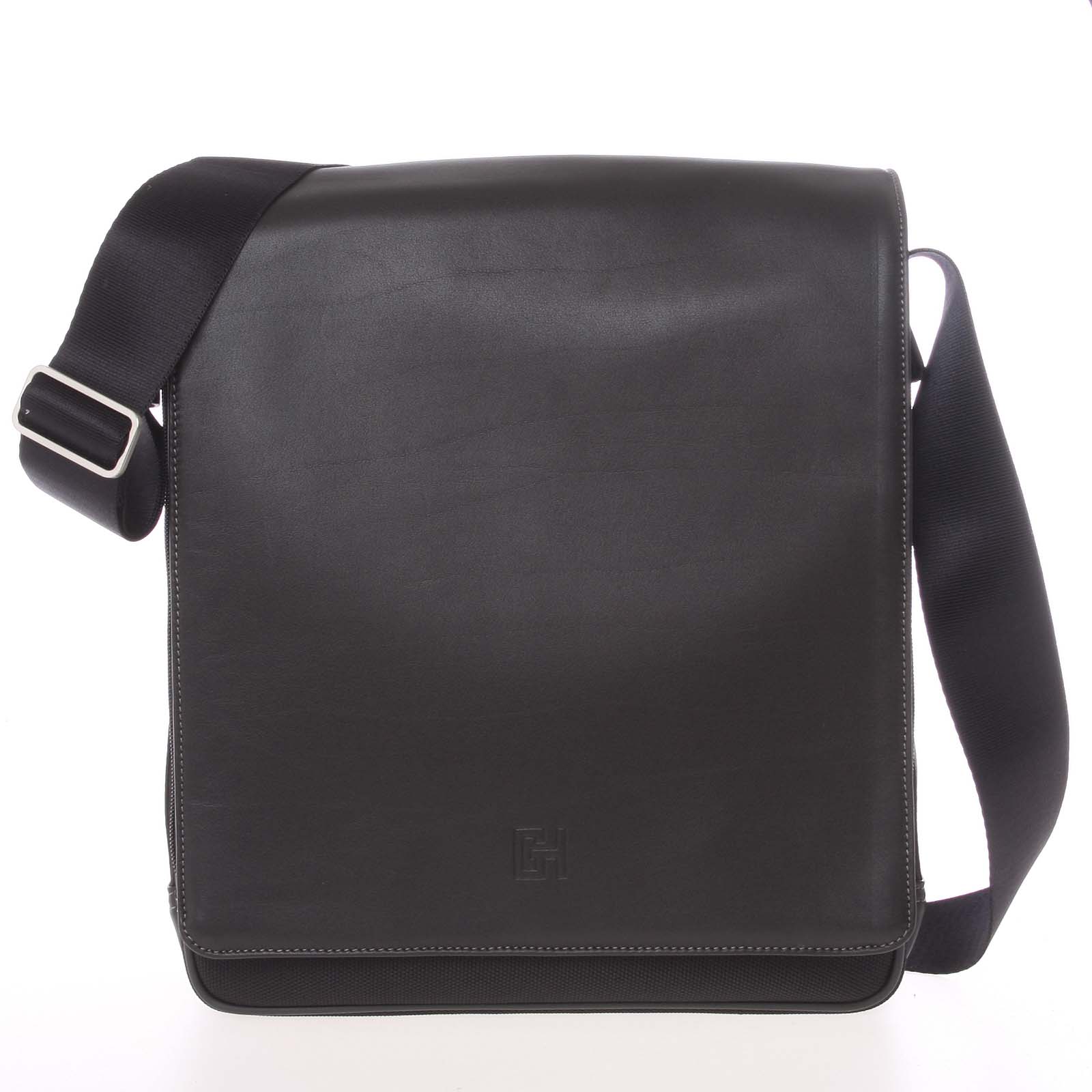 Stylová pánska kožená taška přes rameno černá - Gerard Henon Mikol