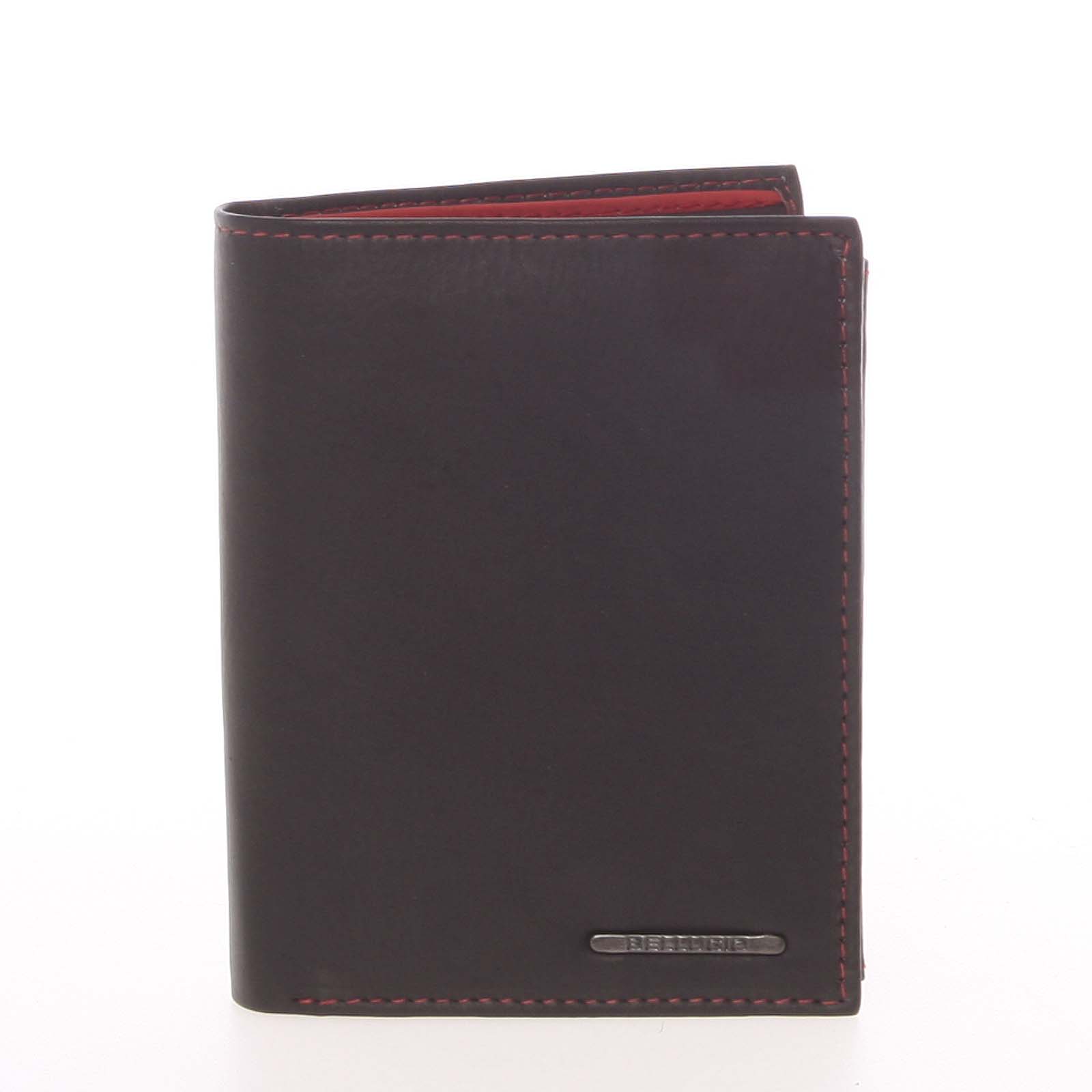 Pánská prošívaná kožená peněženka černá - Bellugio Panagiotis