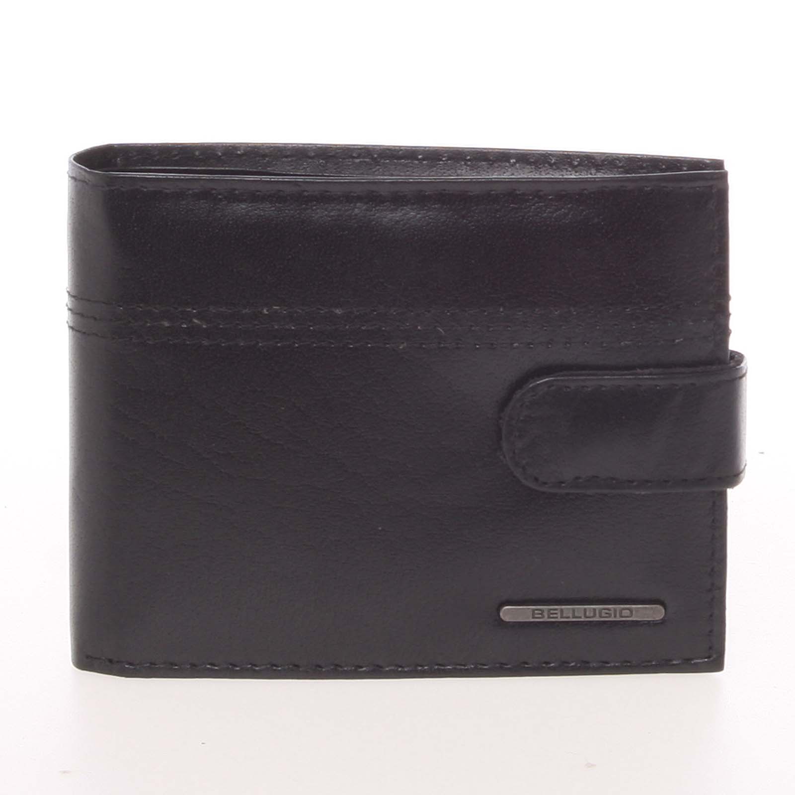 Prošívaná pánská kožená peněženka černá - Bellugio Oreste