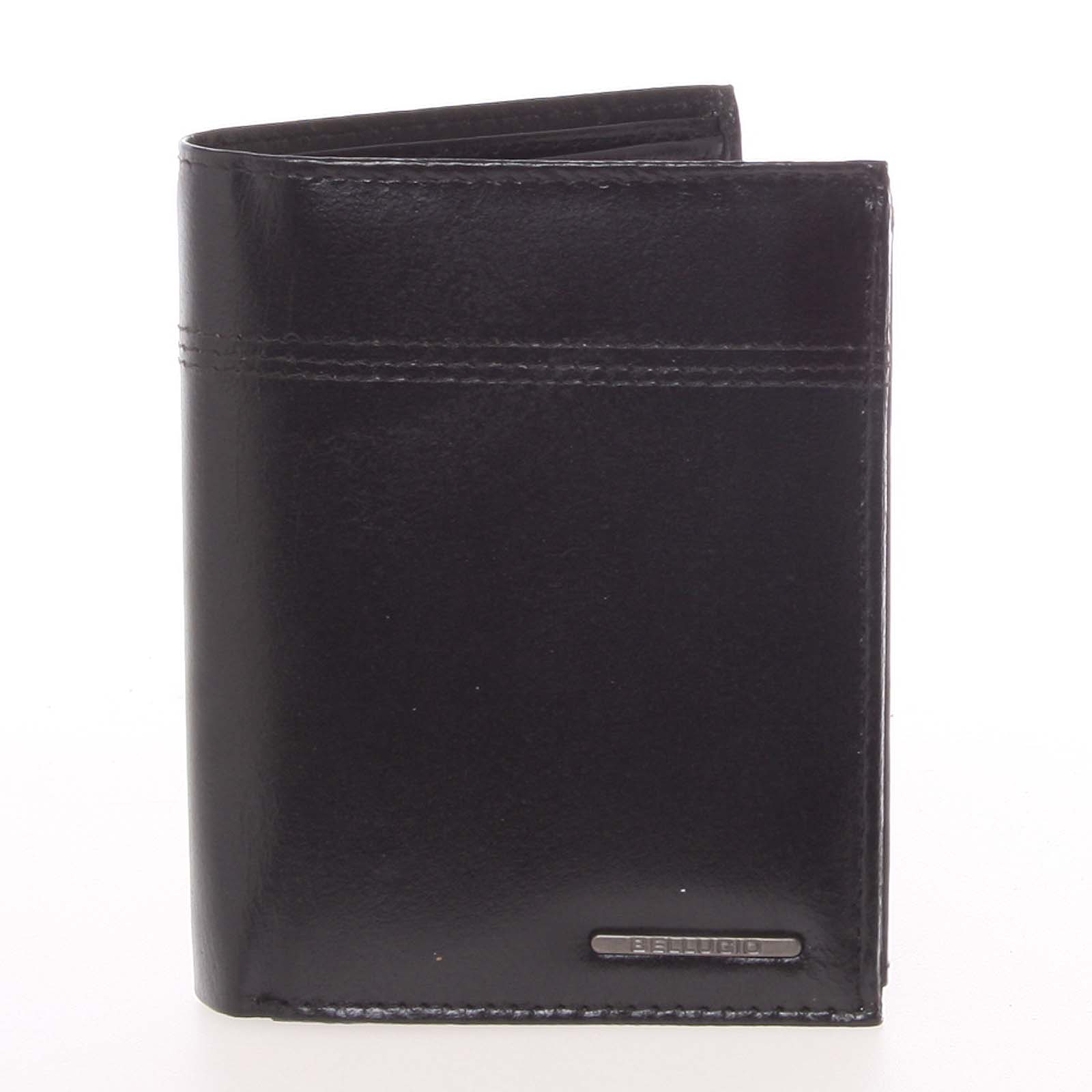 Volná prošívaná pánská kožená peněženka černá - Bellugio OnDry