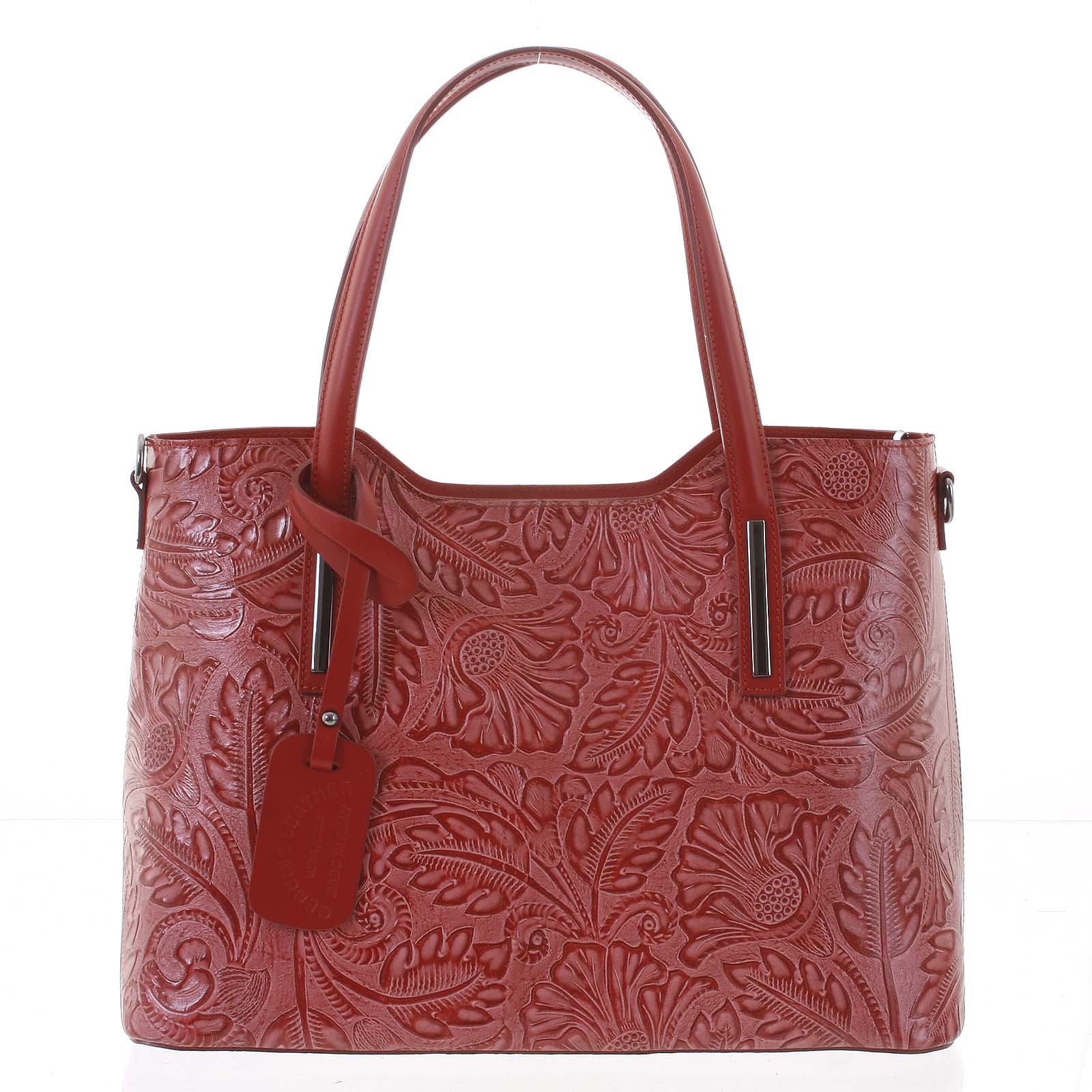 Velká dámská kožená kabelka červená se vzorem - ItalY Afrodite
